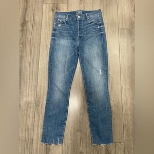Mother Jeans Stunner Ankle Fray Graffiti Girl Sz 27